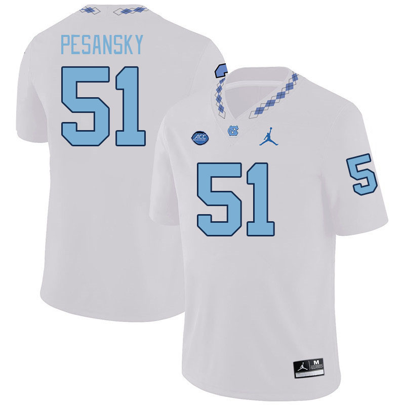 Men #51 Peter Pesansky North Carolina Tar Heels College Football Jerseys Stitched-White